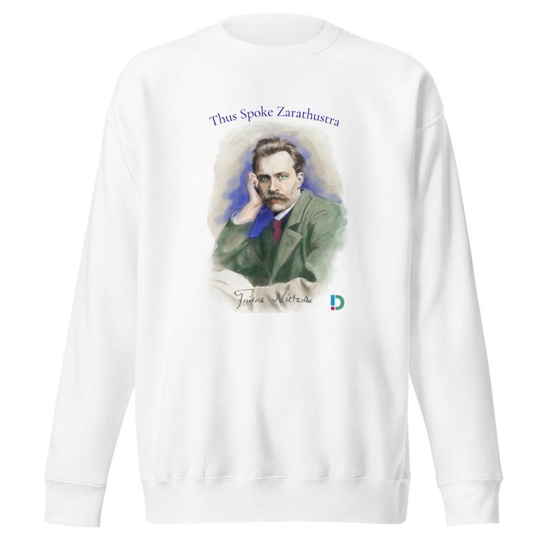 Nietzsche Watercolor Sweatshirt | Thus Spoke Zarathustra Philosophy Crewneck | Unisex Premium Sweater