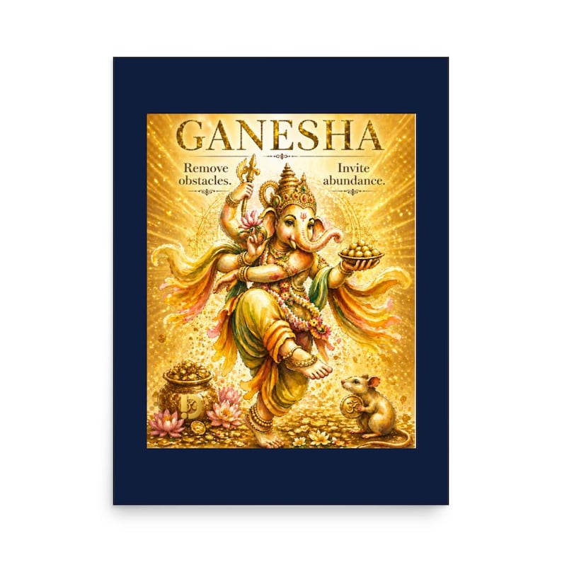 Ganesha Gold Art Print Navy
