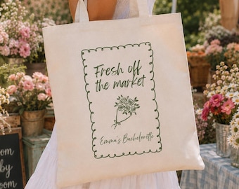 Floral Bachelorette Tote Bag | Custom Cotton Canvas | Bridal Welcome Bag