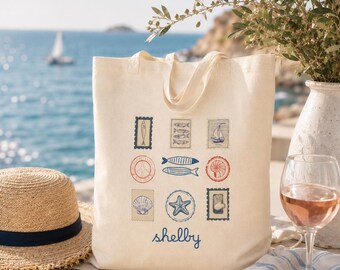Personalized Coastal Bachelorette Tote Bag | Cotton Canvas Beach Bachelorette Favor