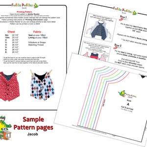 Simple Lined Vest Sewing Pattern. Infant, Toddler & Boys Sizes. INSTANT DOWNLOAD Digital pdf, Kids Clothing Pattern. Jacob image 4