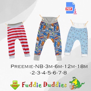 Baggy Harem style Childs Knits Pants Pattern, Baby PDF Sewing Pattern. Toddler Infant, Toddler and Boys Flannel Pajamas. Preemie -8. Bryson