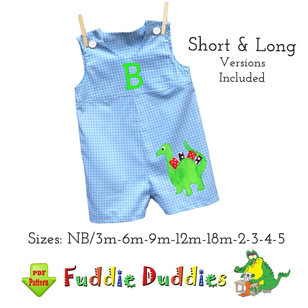 Short & Long Romper PDF Sewing Pattern. Jon Jon, Longall Pattern. Instant Digital Download. Zachary