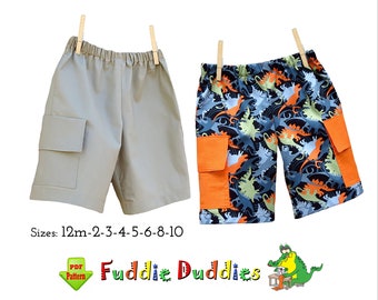 Classic Boys Cargo Shorts Sewing Pattern. Easy Shorts PDF Digital Instant DOWNLOAD. Casey