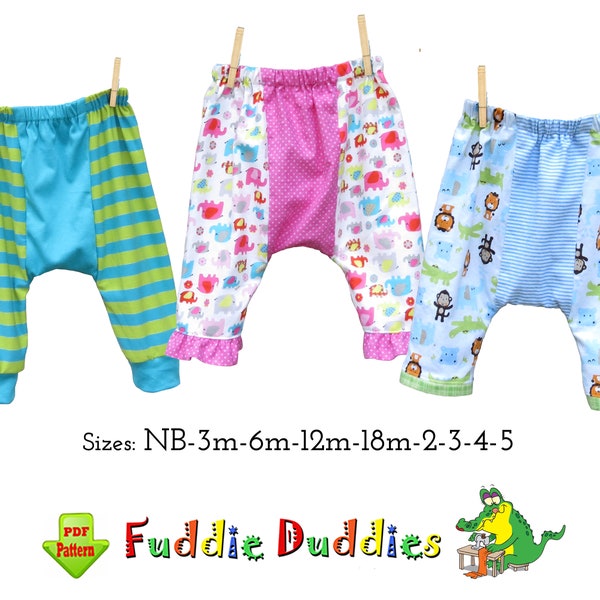 Boys & Girls Easy Harem Baby Pants Sewing Pattern. Unisex Kids Pajama Pants. PDF Digital Download for Children.
