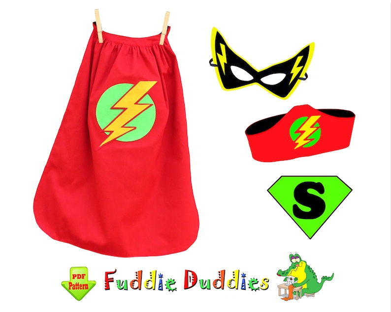 Kids Superhero Cape PDF Sewing Pattern, Costume Pattern. Childrens Sewing Pattern, Halloween Mask, Headband. Johnny image 1