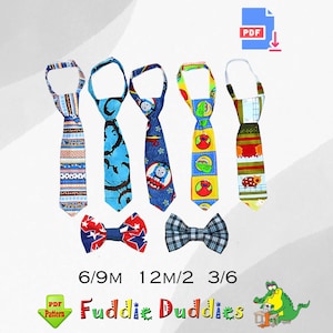 Boys Necktie and Bow Tie Pattern PDF Sewing Pattern. Baby, Toddler and Boys Sizes. Tutorial 6mo to size 6. INSTANT DOWNLOAD. Noah