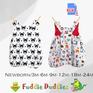 Boys Bubble Romper PDF Sewing Pattern. Knit or Woven Fabric. Newborn Baby Instant Download Pattern. Kevin