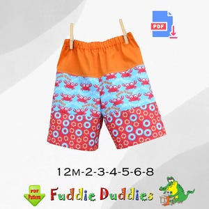 Boys Long Shorts PDF Sewing Pattern. Instant Download. Boys & Toddler Sizes. Benny