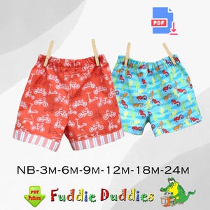 Quick & Easy Baby Boy&#39;s Shorts PDF Sewing Pattern. Digital Instant Download pdf Pattern. NB-3m-6m-9m-12m-18m-24m. Dillon