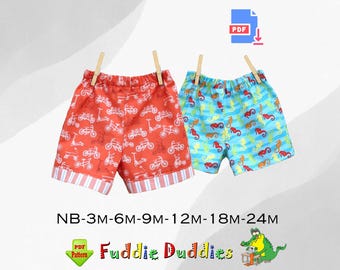 Quick & Easy Baby Boy's Shorts PDF Sewing Pattern. Digital Instant Download pdf Pattern. NB-3m-6m-9m-12m-18m-24m. Dillon x