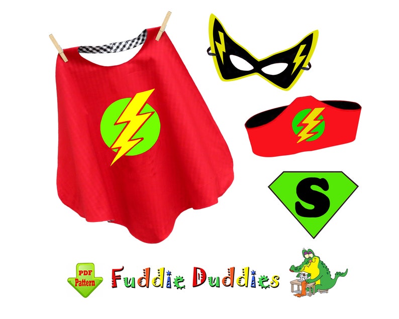 Reversible Superhero Kids Cape Digital PDF Sewing Pattern. Toddler & Boys sizes. Appliques Included. Instant Download. Charlie image 1