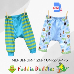Boys & Girls Easy Harem Baby Pants Sewing Pattern. Unisex Kids Pajama Pants. PDF Digital Download for Children.