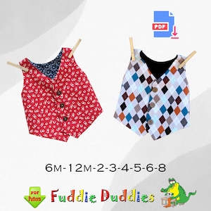 Boys Vest Pattern, Toddler Sewing Pattern, Infant Digital Pattern, Boys Sewing Pattern, INSTANT DOWNLOAD, pdf, Sizes 6mo-8. Jacob