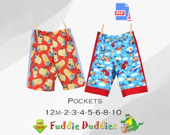 Quick & Easy Boy's pdf Sewing Pattern. Childs Sewing Pattern. Boy's Sports Shorts Pattern. Toddler Shorts Pattern. Instant Download. Daryl
