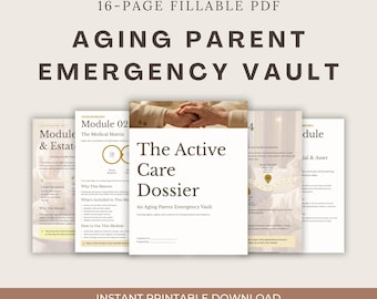 Aging Parent Emergency Binder | Caregiver Organizer & End of Life Planner | Medical History Tracker | Fillable PDF Family Life Vault