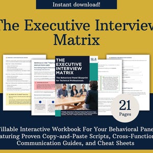 Executive Interview Matrix: Behavioral Panel Prep, STAR Method Guide, Tech Job Interview Workbook, Project Manager, Fillable PDF