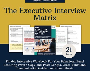 Executive Interview Matrix: Behavioral Panel Prep, STAR Method Guide, Tech Job Interview Workbook, Project Manager, Fillable PDF