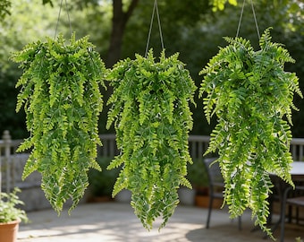 Fougères artificielles suspendues, guirlande de verdure en cascade, décoration intérieure et extérieure