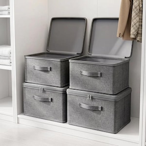 Stoff Aufbewahrungsbox mit Deckel - Faltbarer Kleidungs Organizer Korb