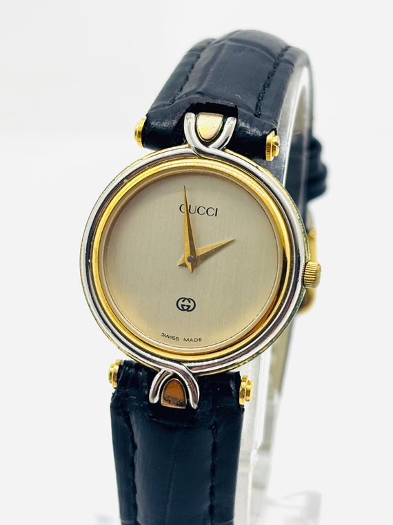 Vintage [exc+5] GUCCI 4500L Gold Dial Round Women display picture 1