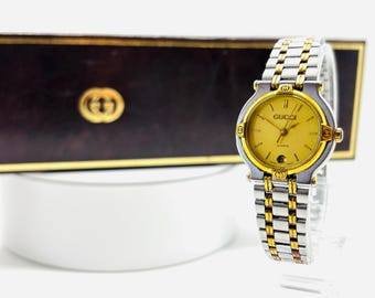 Gucci 9700L Two-tone Ladies Watch – Gold Dial – Swiss Quartz