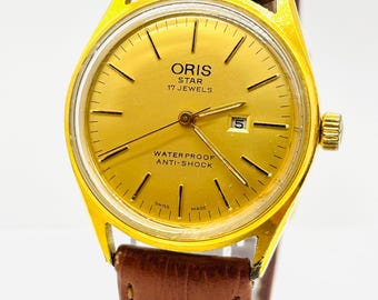 Vintage [Exc+5] Oris 7189 Automatic Gold Men's Watch Swiss Made From Japan Used