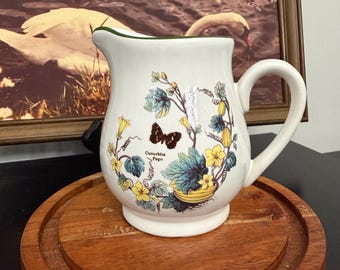 Vintage Creamer Royal Oaks Cream Pitcher w/green Trim Butterflies And Flowers