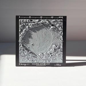 Mare Crisium 3D Moon Map, 9.25-inch Frame and Stand, Real Lunar Elevation Data