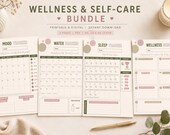Wellness & Self-Care Planner Bundle | Mood, Water and Sleep Tracker Printable | Minimalist Wellness PDF