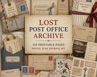 Postal junk journal, Kit, postal stamps, postal ephemera, Lost Post Office Archive Kit