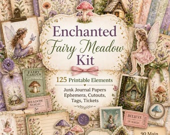fairy junk journal kit, fairy clipart, fairy ephemera, fairy journal pages, fairy cutouts paper pack