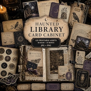 Biblioteksskräpjournal, Kit, bibliotekjournal, biblioteksclipart, Hemsökt bibliotekskortsskåp bild 1