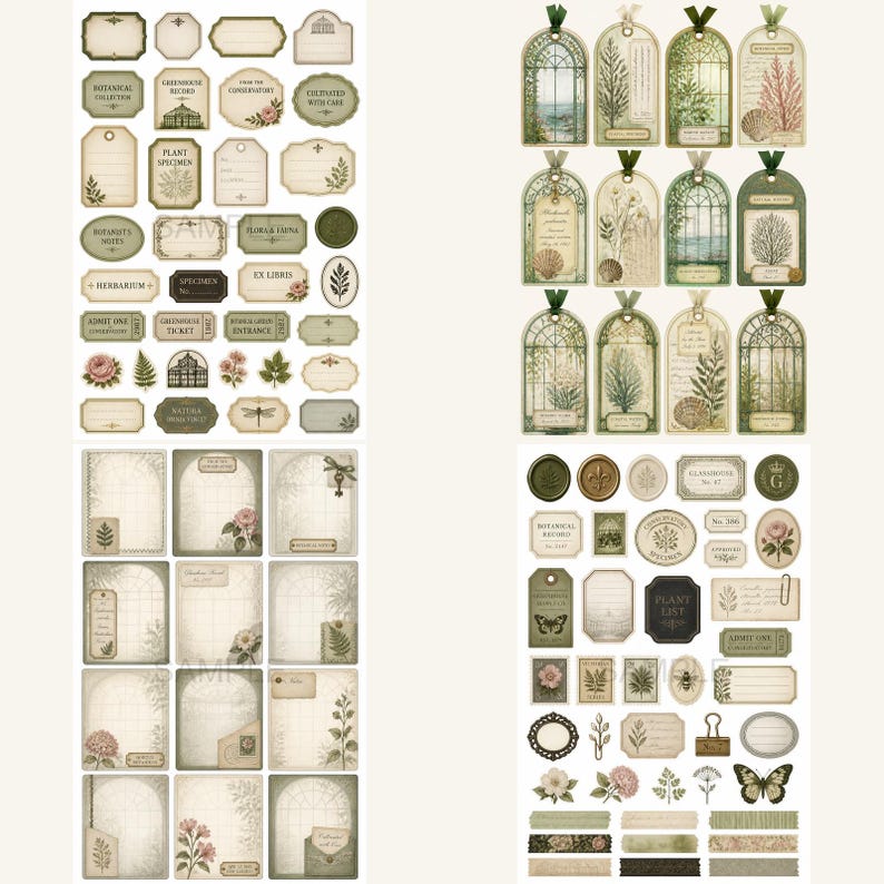 Greenhouse kit, Junk Journal Kit, greenhouse clipart, victorian greenhouse, Victorian Greenhouse Gothic Papers image 17