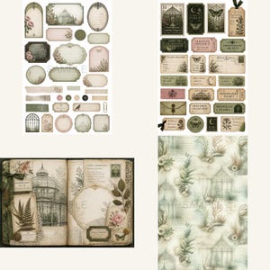 Greenhouse kit, Junk Journal Kit, greenhouse clipart, victorian greenhouse, Victorian Greenhouse Gothic Papers image 10