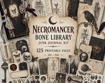 Dziennik nekromantów, zestaw, clipart nekromanty, dziennik nekromanty, zestaw biblioteki kości nekromanty