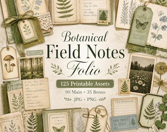 Field notes junk journal, Kit, field notes journal, field notes folio, Botanical Field Notes Folio