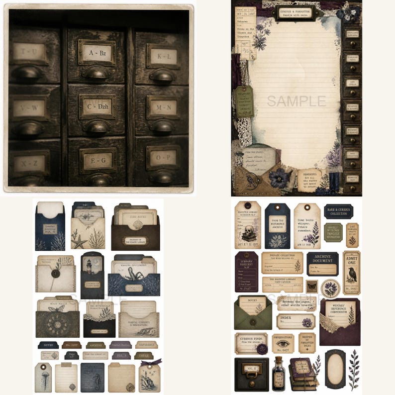 Biblioteksskräpjournal, Kit, bibliotekjournal, biblioteksclipart, Hemsökt bibliotekskortsskåp bild 16