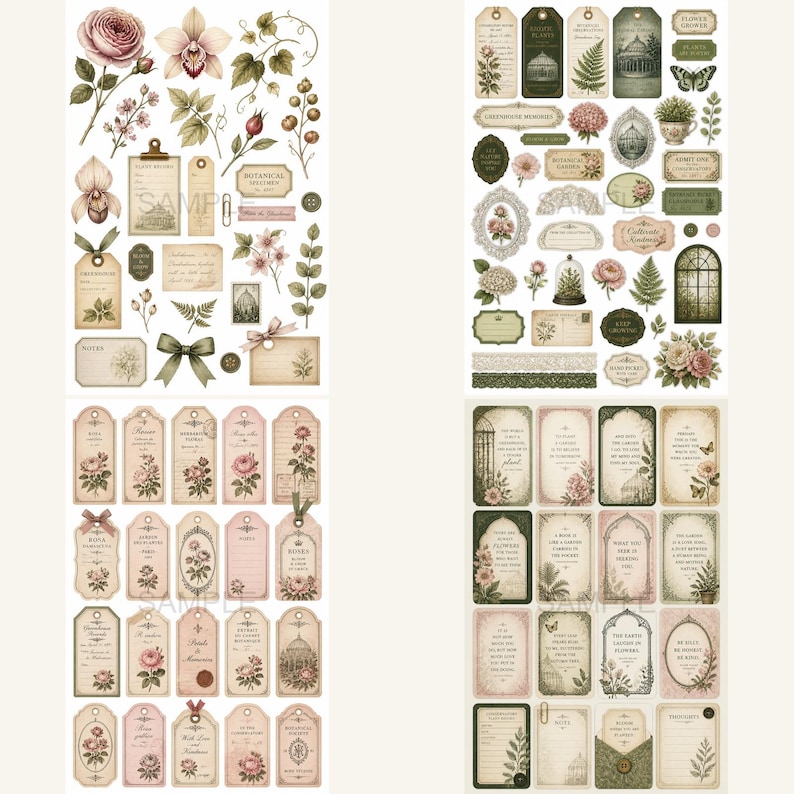 Greenhouse kit, Junk Journal Kit, greenhouse clipart, victorian greenhouse, Victorian Greenhouse Gothic Papers image 2