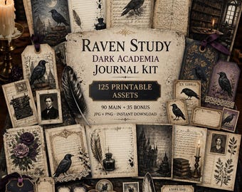 Raven junk journal, Kit, raven journal, ravens, Raven Study Dark Academia Journal Kit