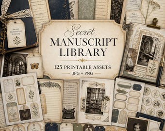Manuscript junk journal, Kit, manuscript paper, manuscript pages, Secret Manuscript Library Kit