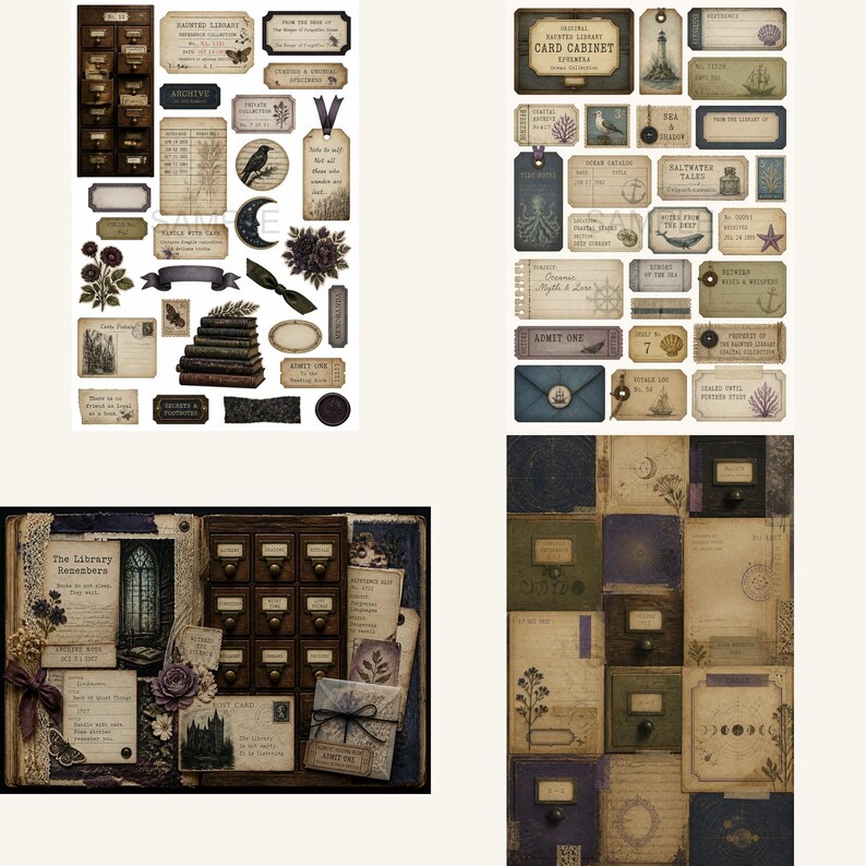 Biblioteksskräpjournal, Kit, bibliotekjournal, biblioteksclipart, Hemsökt bibliotekskortsskåp bild 8