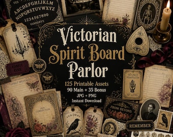 Ouija board junk journal, Kit, ouija junk journal, ouija board cards, Victorian Spirit Board Parlor