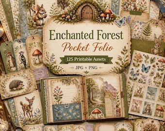 Forest junk journal, Kit, enchanted journal, enchanted fairy, Enchanted Forest Pocket Folio
