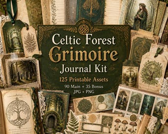 Celtic junk journal, Kit, celtic designs, celtic witchcraft, Celtic Forest Grimoire Journal Kit
