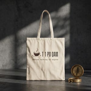 Bolsa para viagem "Café com receita antes de falar com qualquer pessoa" | Presente para profissional de saúde | Bolsa para técnico de farmácia