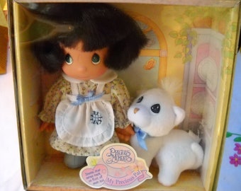 Vintage Precious Moments Doll in Original Box, 1998 My Precious Palls Doll and Cat, Gift for Precious moments collector or Cat Lover