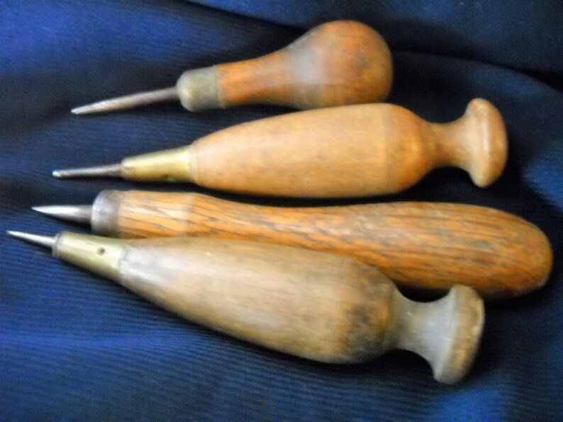 Vintage Wood Handled Awls 4 Small Awls Antique Tools Etsy