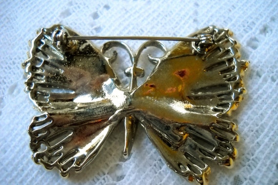 Vintage Butterfly Brooch , Silver and Gold  Butte… - image 5