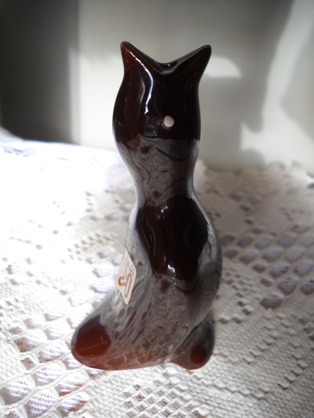 Vintage Pie Bird, Brown Ceramic Pie Bird in Original Box, Gift for